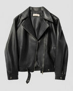 Veste biker pour femme en similicuir avec fermeture éclair asymétrique – Modèle oversize court et moderne
