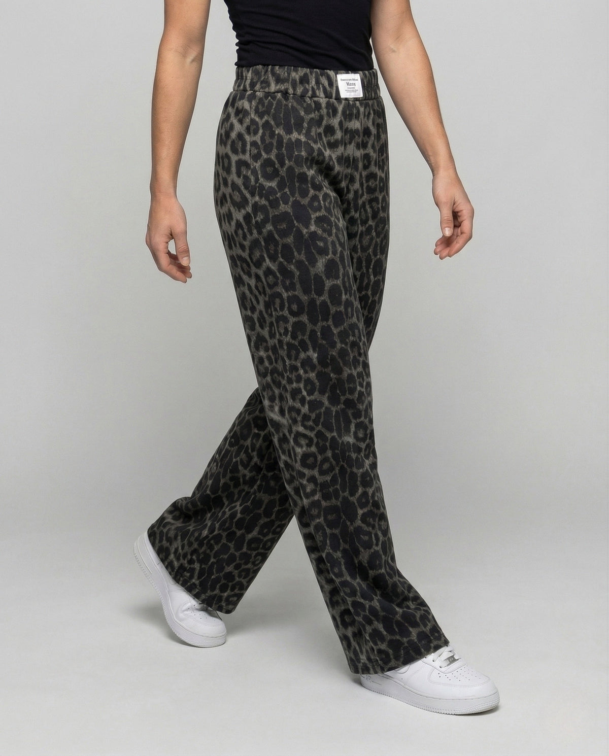 Pantalon femme taille haute imprimé – Modèle palazzo à jambes larges et taille élastiquée