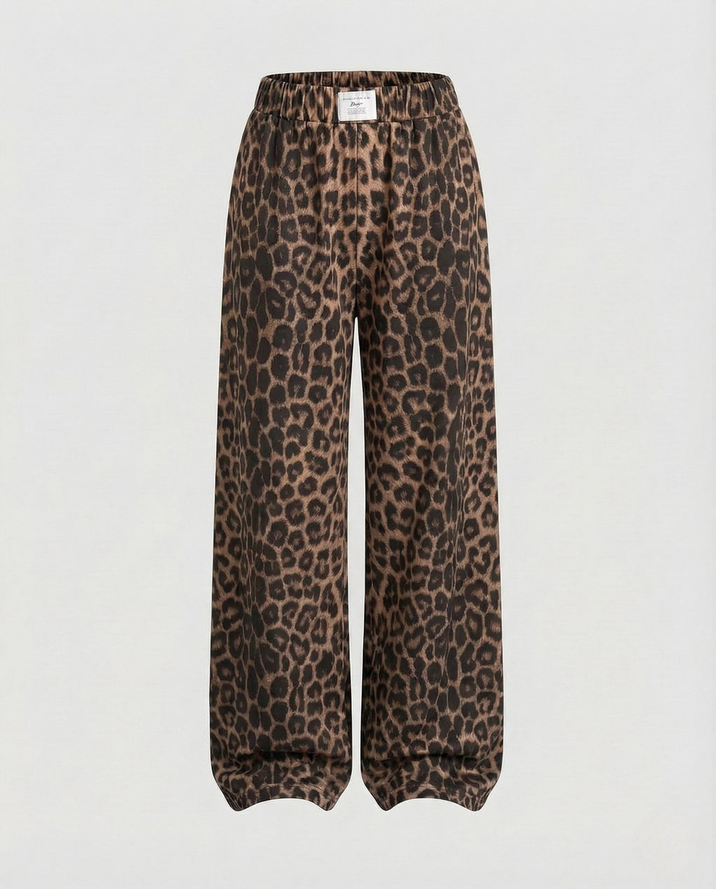 Pantalon femme taille haute imprimé – Modèle palazzo à jambes larges et taille élastiquée