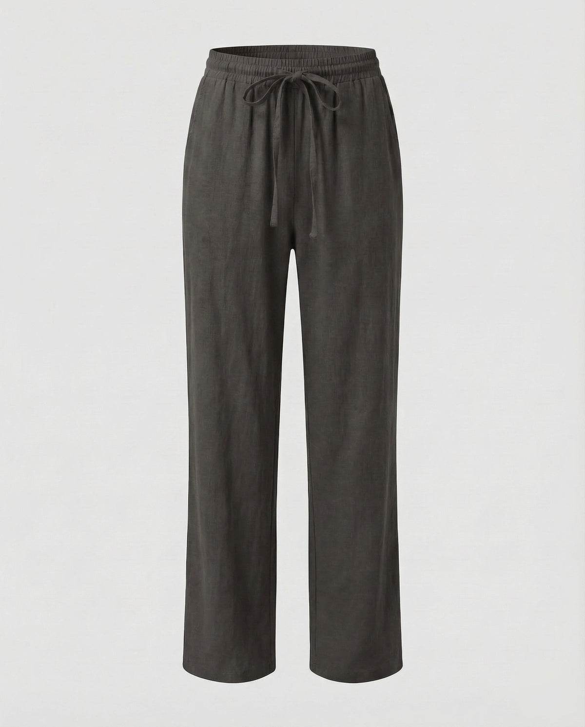 Pantaloni Donna in Misto Lino a Gamba Dritta – Modello Estivo con Vita Elasticizzata e Cintura da Annodare