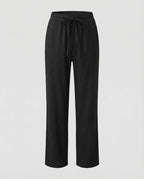 Pantaloni Donna in Misto Lino a Gamba Dritta – Modello Estivo con Vita Elasticizzata e Cintura da Annodare