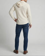 Sudadera de hombre ajustada de punto gofrado con capucha – Modelo Henley con botones y mangas largas