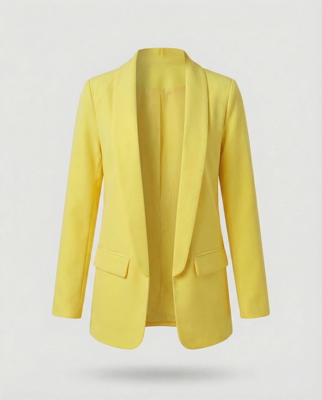 Blazer largo abierto para mujer con cuello chal – Chaqueta elegante y minimalista para la oficina y looks casuales