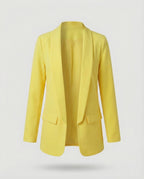 Blazer largo abierto para mujer con cuello chal – Chaqueta elegante y minimalista para la oficina y looks casuales