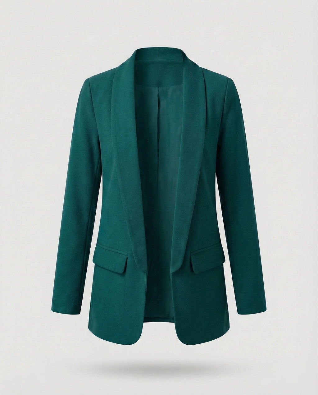 Blazer largo abierto para mujer con cuello chal – Chaqueta elegante y minimalista para la oficina y looks casuales