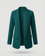 Blazer largo abierto para mujer con cuello chal – Chaqueta elegante y minimalista para la oficina y looks casuales