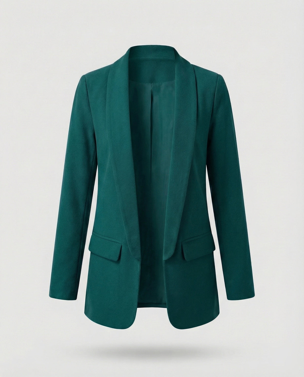 Blazer largo abierto para mujer con cuello chal – Chaqueta elegante y minimalista para la oficina y looks casuales