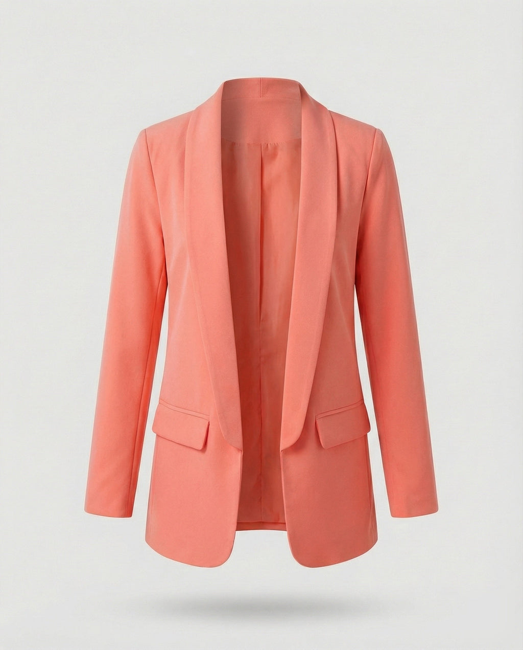 Blazer largo abierto para mujer con cuello chal – Chaqueta elegante y minimalista para la oficina y looks casuales