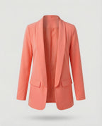 Blazer largo abierto para mujer con cuello chal – Chaqueta elegante y minimalista para la oficina y looks casuales