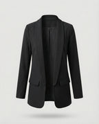 Blazer largo abierto para mujer con cuello chal – Chaqueta elegante y minimalista para la oficina y looks casuales