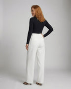 Pantaloni Palazzo Donna Eleganti a Vita Alta con Pieghe Frontali – Modello Lungo con Passanti per Cintura