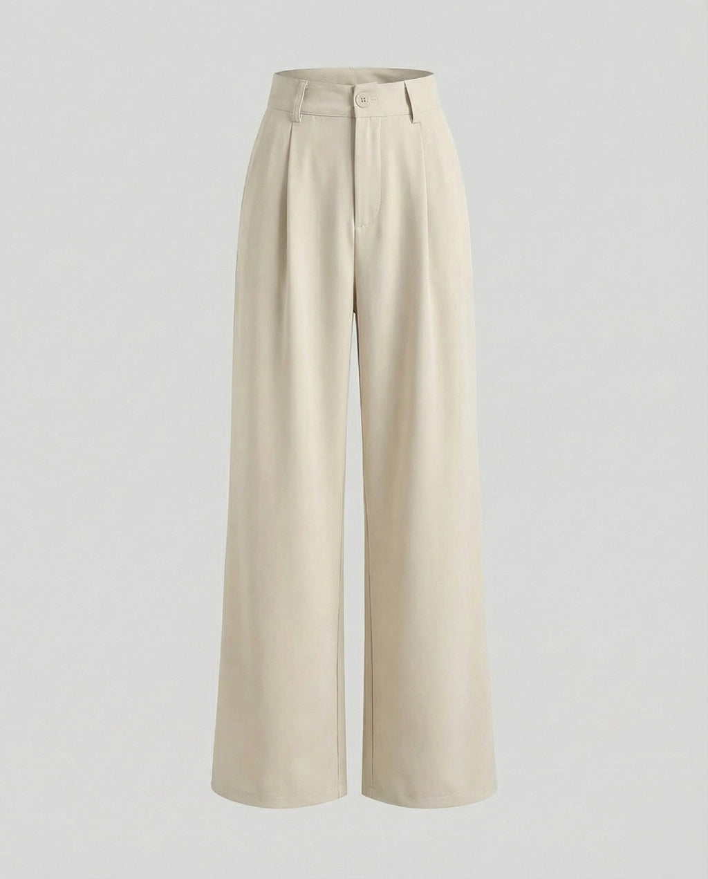 Pantaloni Palazzo Donna Eleganti a Vita Alta con Pieghe Frontali – Modello Lungo con Passanti per Cintura