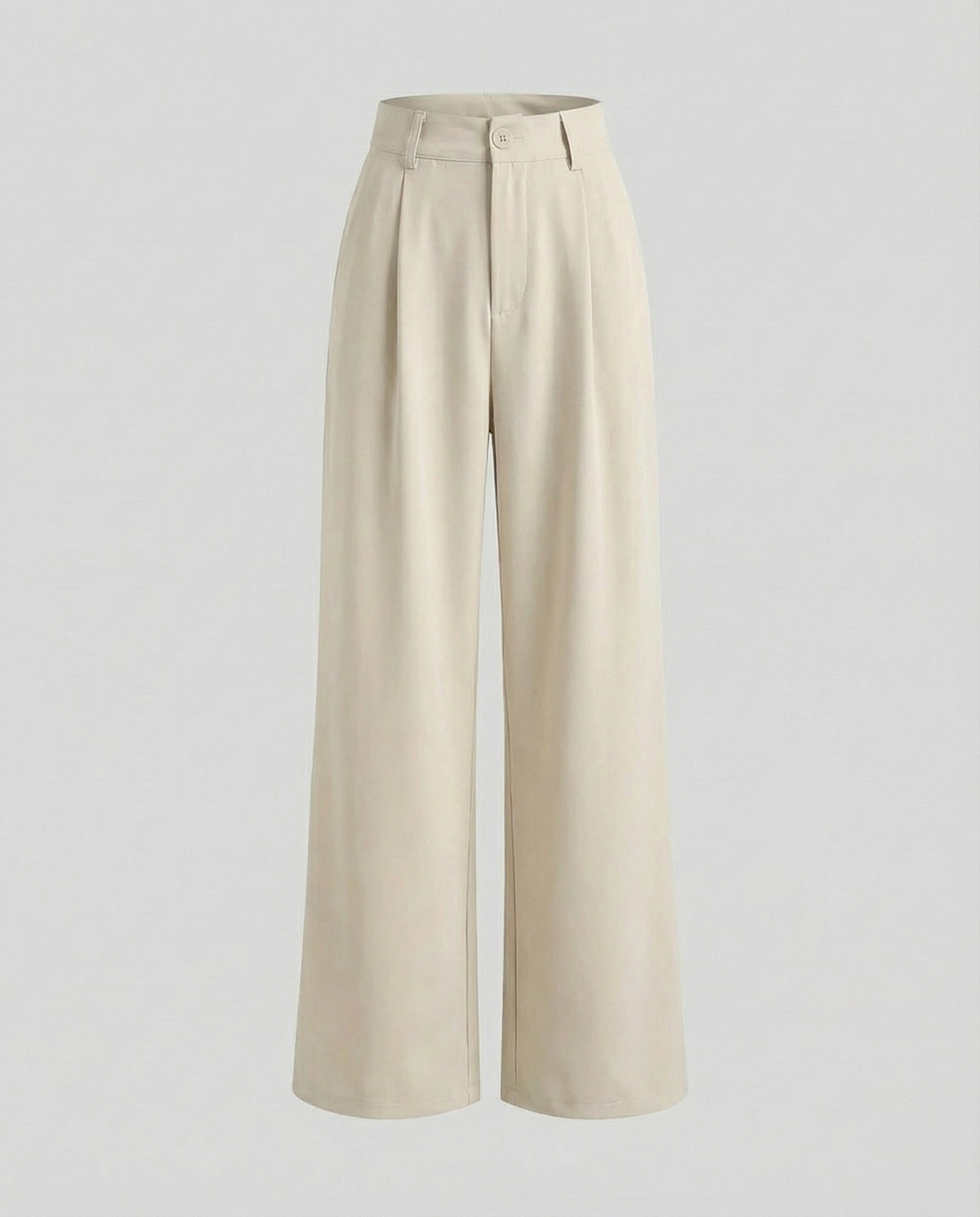 Pantaloni Palazzo Donna Eleganti a Vita Alta con Pieghe Frontali – Modello Lungo con Passanti per Cintura