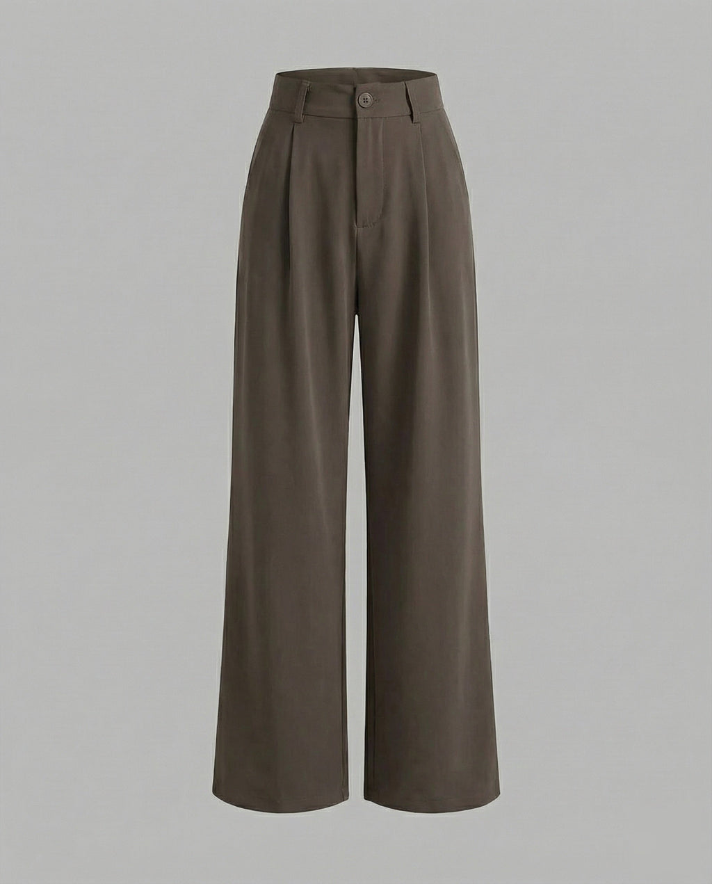 Pantaloni Palazzo Donna Eleganti a Vita Alta con Pieghe Frontali – Modello Lungo con Passanti per Cintura