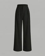 Pantaloni Palazzo Donna Eleganti a Vita Alta con Pieghe Frontali – Modello Lungo con Passanti per Cintura