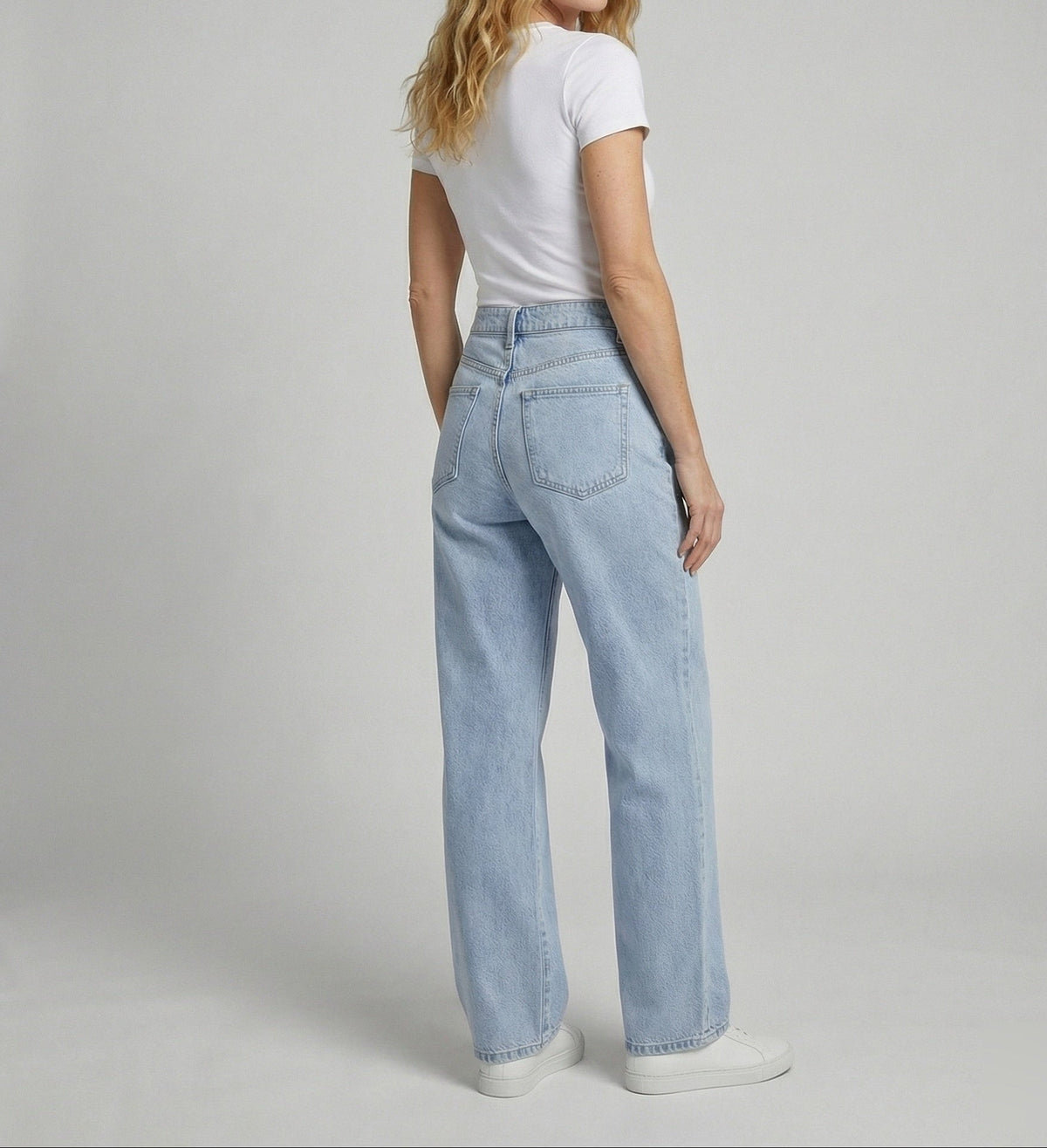Jeans Donna a Vita Alta con Gamba Larga – Pantaloni Denim Wide Leg Lunghi con Cinque Tasche