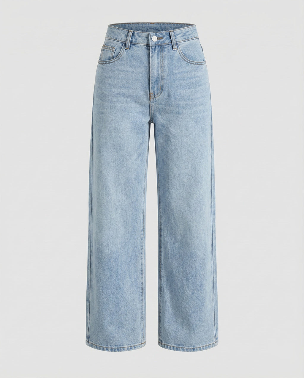 Jeans Donna a Vita Alta con Gamba Larga – Pantaloni Denim Wide Leg Lunghi con Cinque Tasche