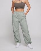 Pantalon cargo jogger femme à jambes larges - Modèle oversize avec taille élastique et chevilles réglables