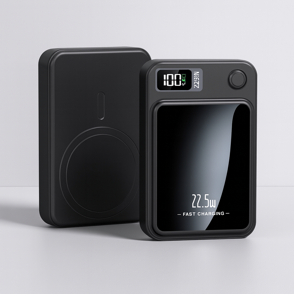 20000mAh Bærbar Powerbank med 22,5W Hurtig Opladning og Trådløs Funktion – Slank og Let at Transportere