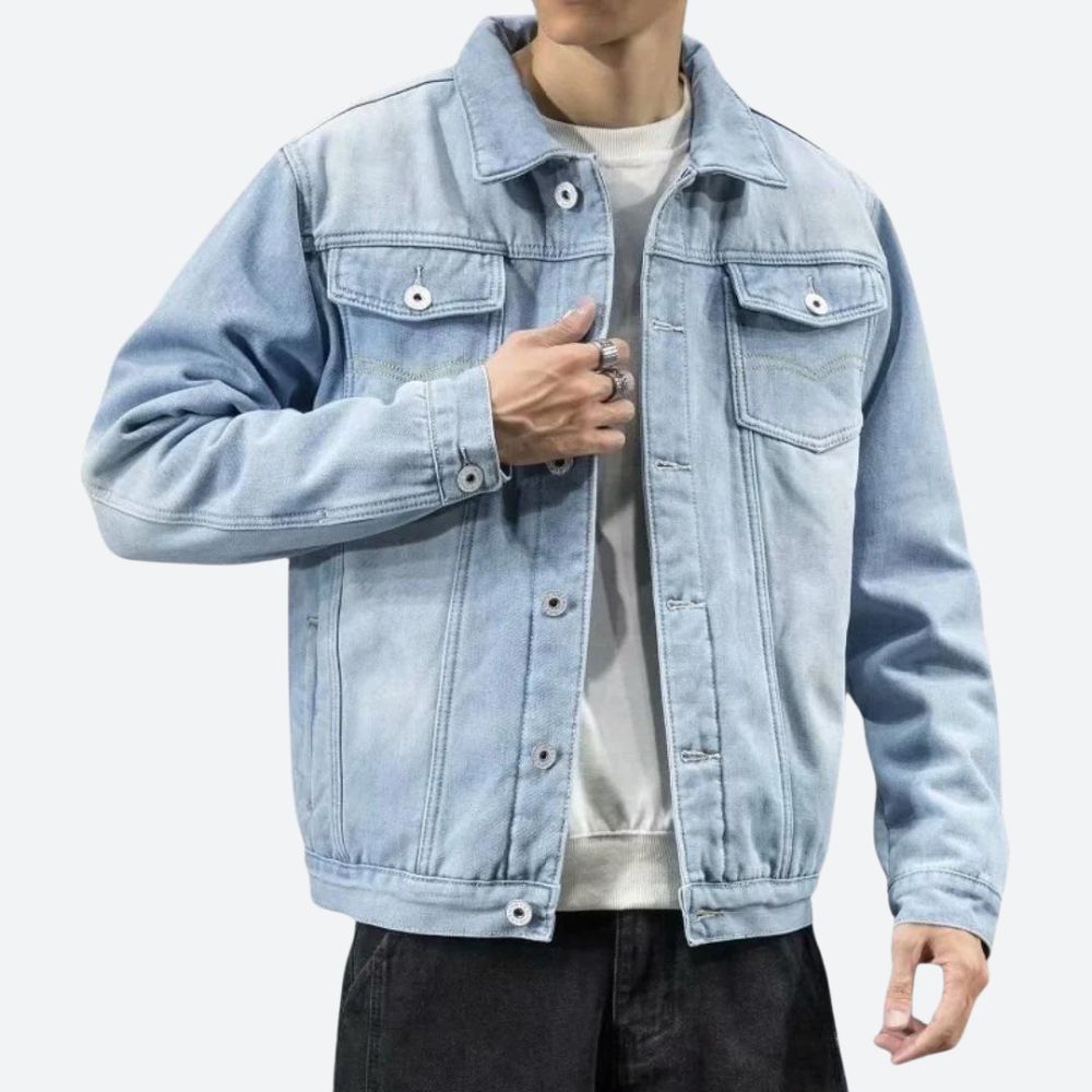 Giacca Jeans Uomo Leggera dal Taglio Strutturato