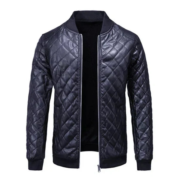 Miesten klassisen muotoilun slim fit -nahkatakki