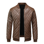 Miesten klassisen muotoilun slim fit -nahkatakki
