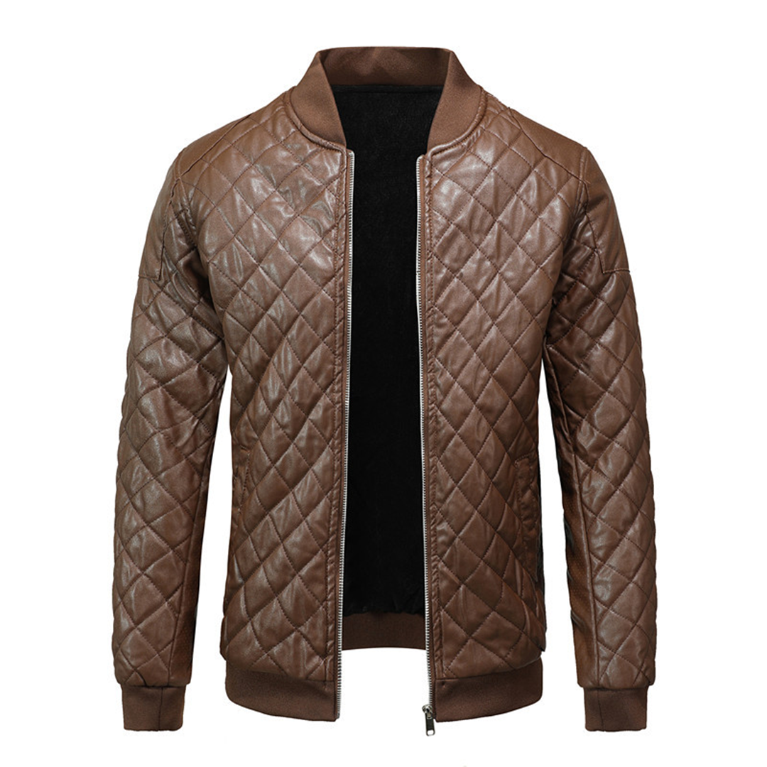 Miesten klassisen muotoilun slim fit -nahkatakki