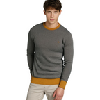 Maglione Uomo Girocollo con Fantasia Stampata e Bordi a Coste – Eleganza Casual e Comfort