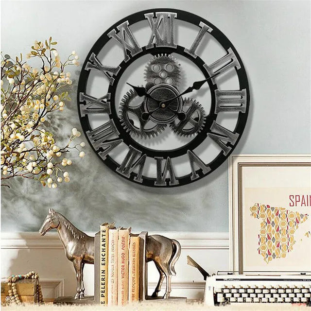 Orologio da Parete Ironwood ANFINITE in Legno Stile Industriale Retrò