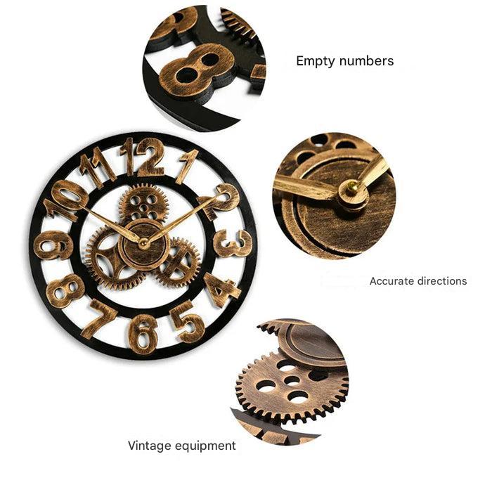 Orologio da Parete Ironwood ANFINITE in Legno Stile Industriale Retrò