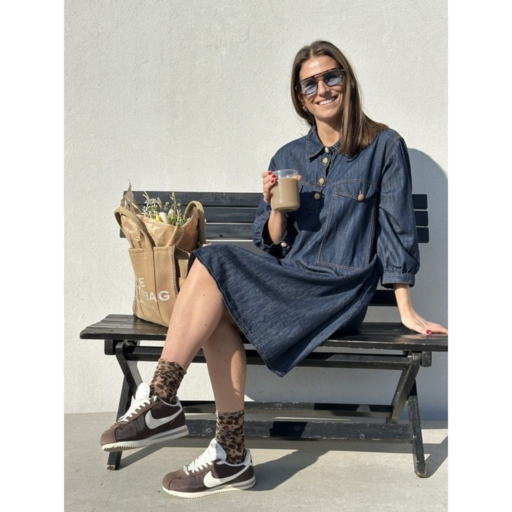 Denimkjole Kort A-Snit Moderne Stil