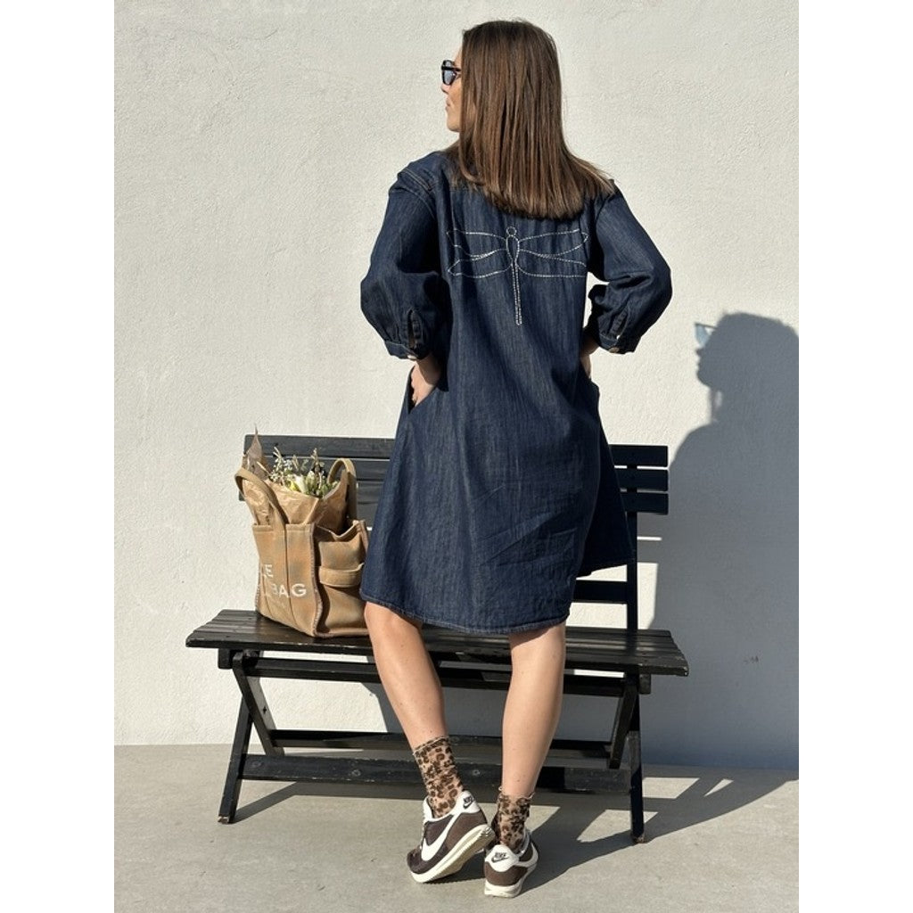 Denimkjole Kort A-Snit Moderne Stil