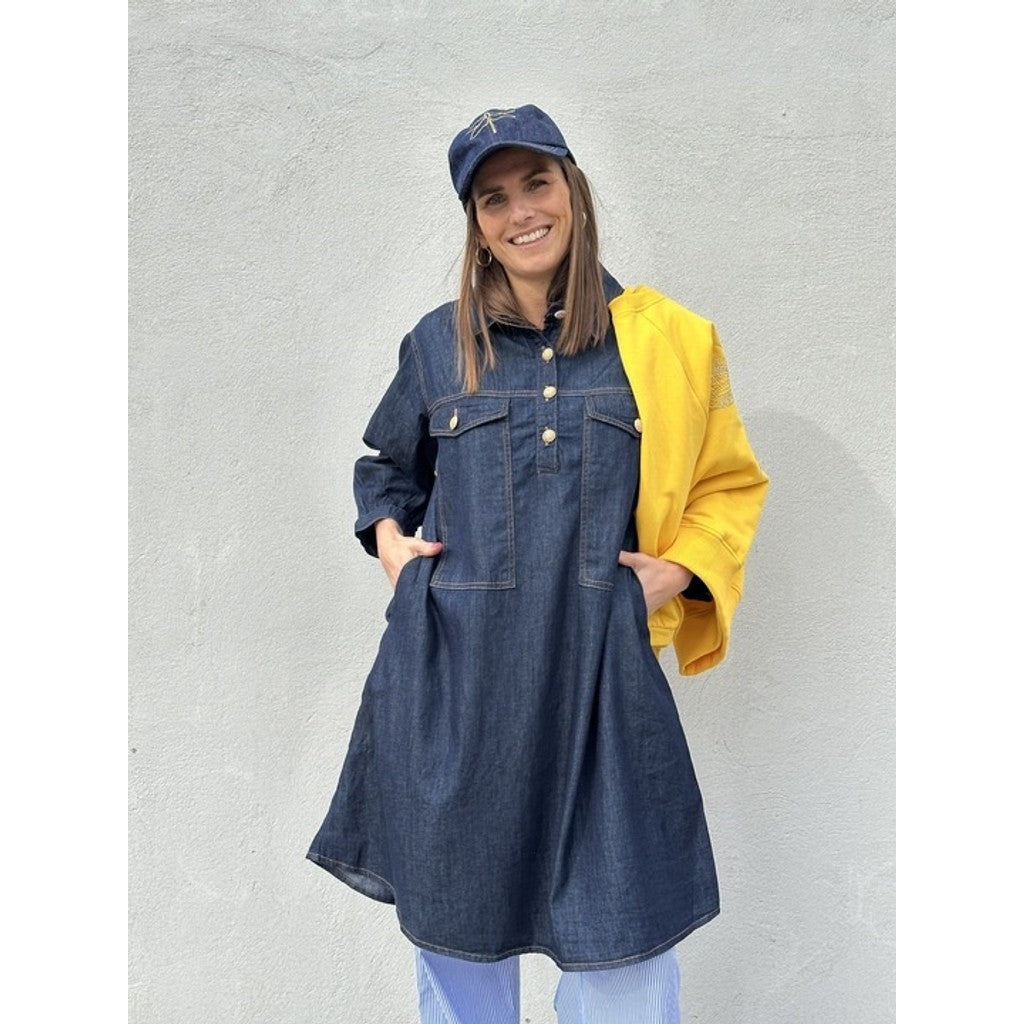 Denimkjole Kort A-Snit Moderne Stil