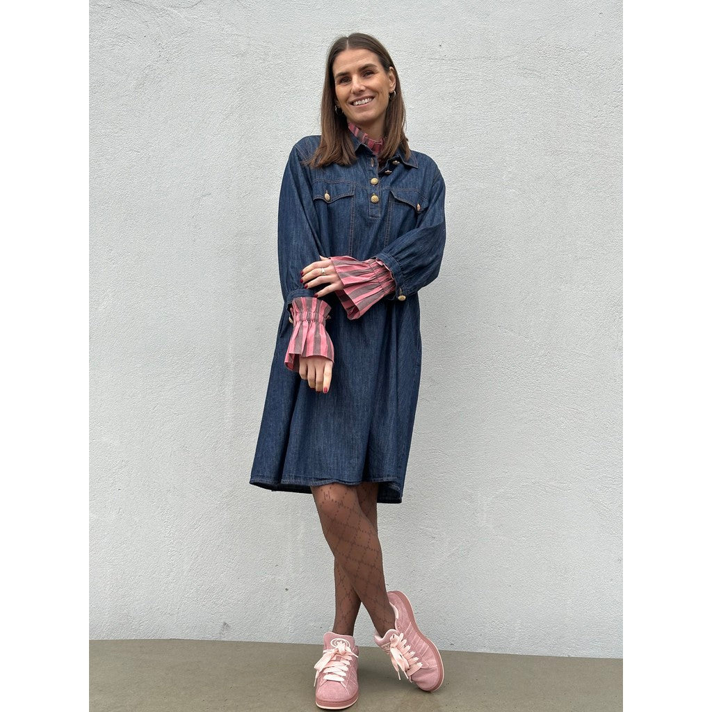 Denimkjole Kort A-Snit Moderne Stil