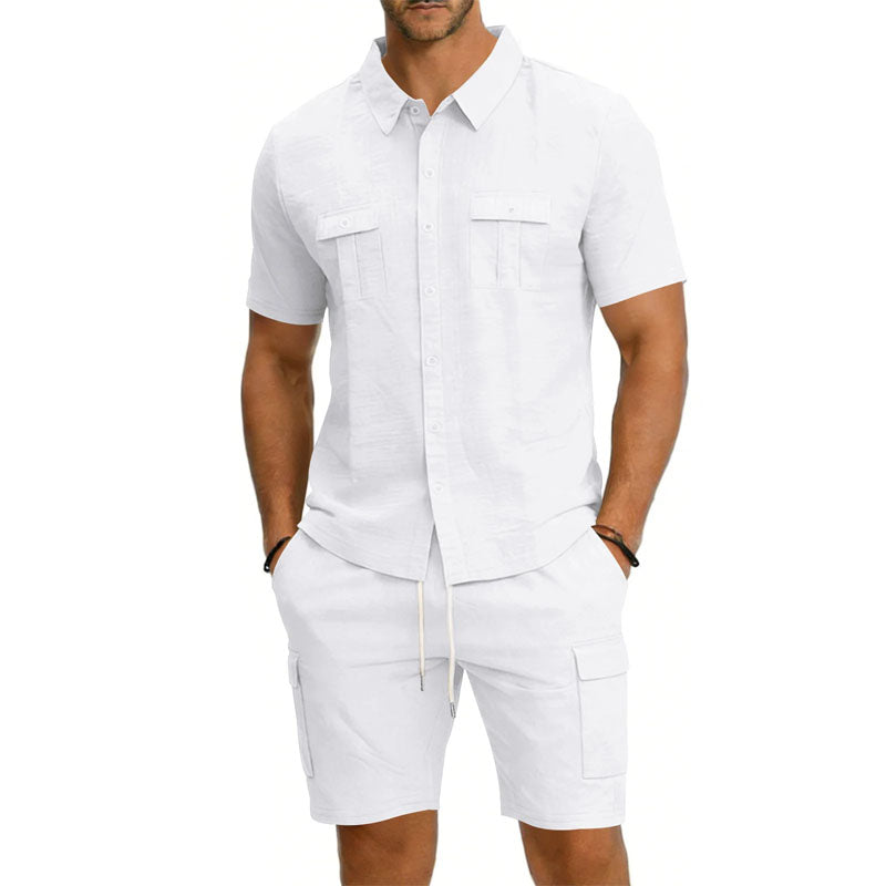 Completo Estivo Uomo 100% Lino con Camicia e Shorts