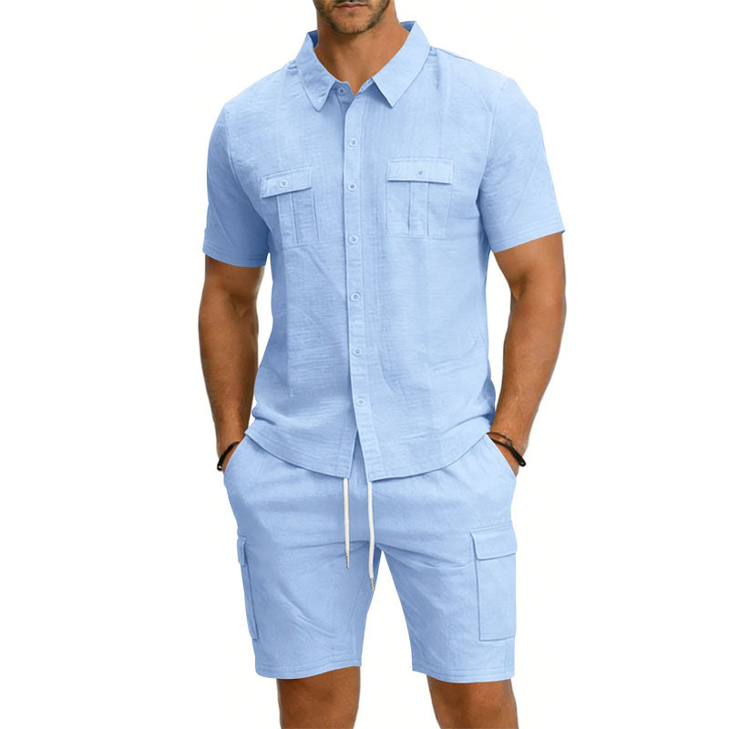 Completo Estivo Uomo 100% Lino con Camicia e Shorts