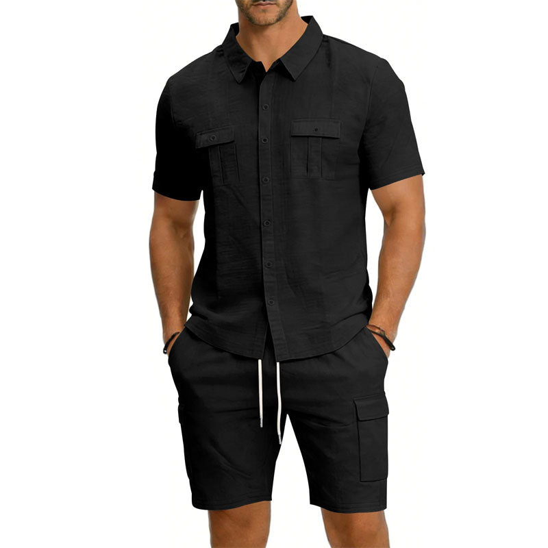 Completo Estivo Uomo 100% Lino con Camicia e Shorts