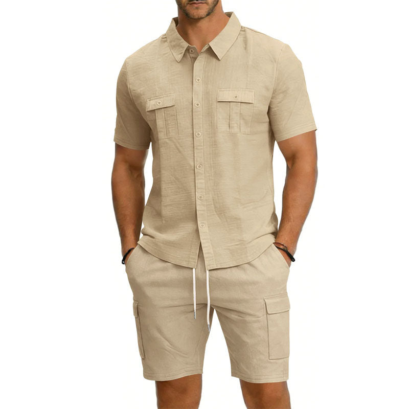 Completo Estivo Uomo 100% Lino con Camicia e Shorts