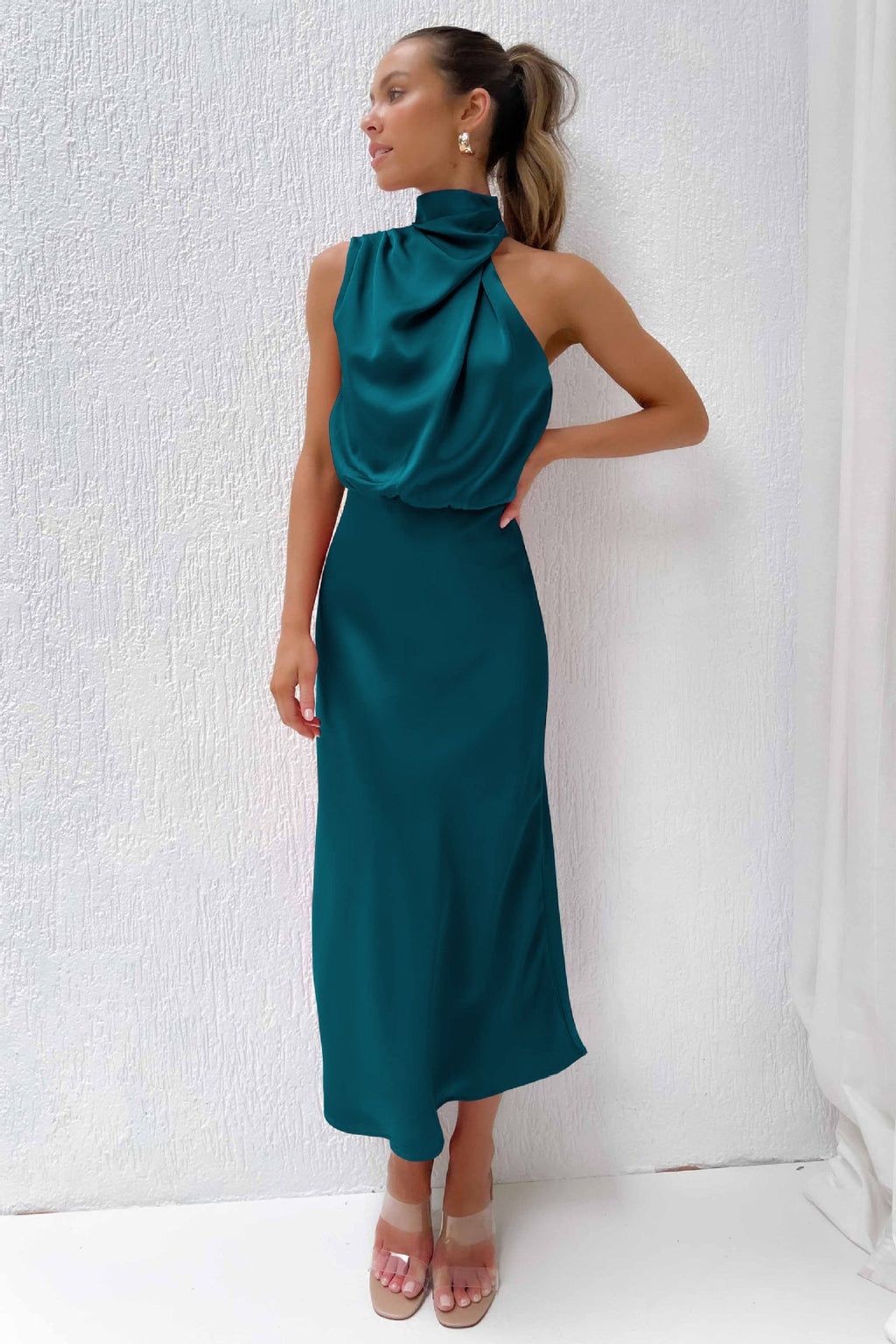 Abito da Sera Donna Elegante con Scollo Halter
