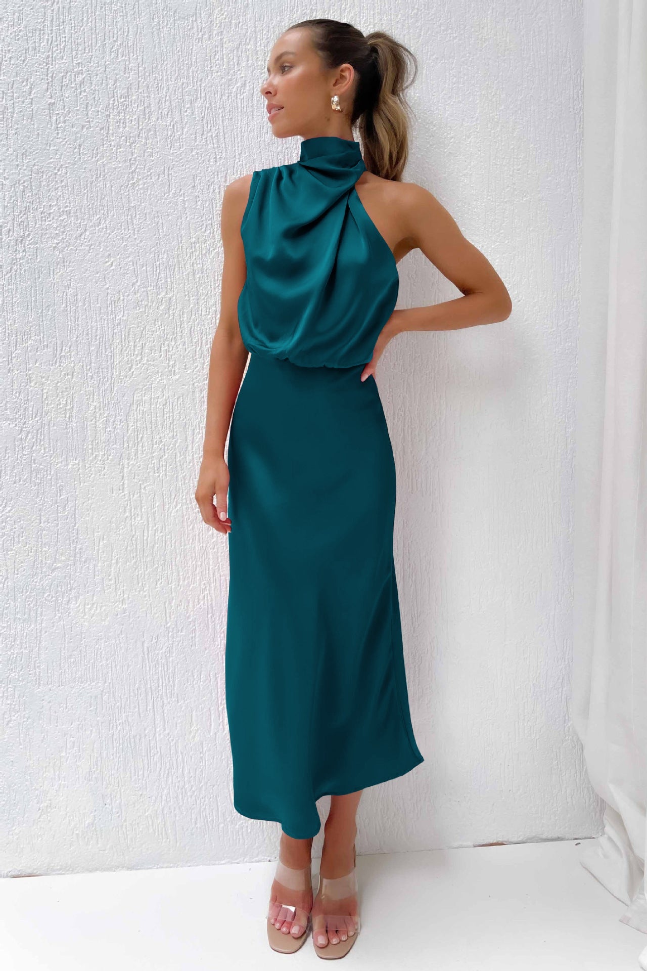 Abito da Sera Donna Elegante con Scollo Halter