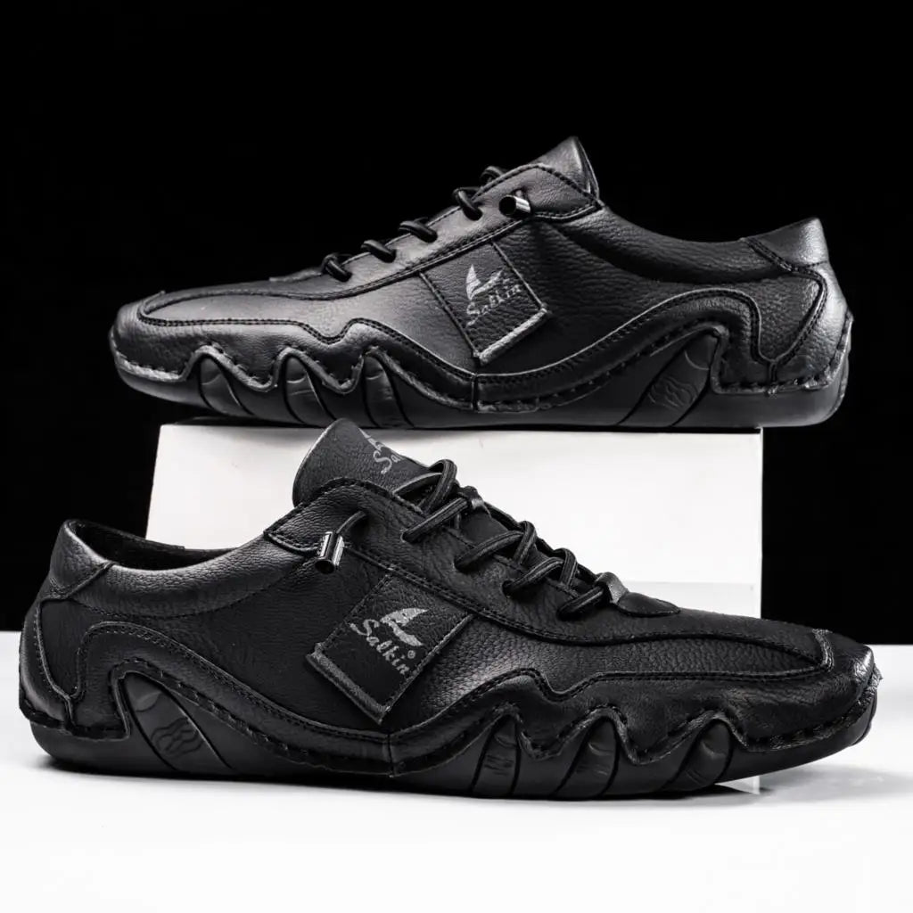 Sneakers Uomo Artigianali in Vera Pelle con Suola Ondulata