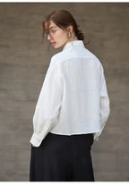 Chemise courte oversize pour femme, 100 % lin