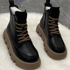 Botines militares de mujer con plataforma, cordones y cremallera