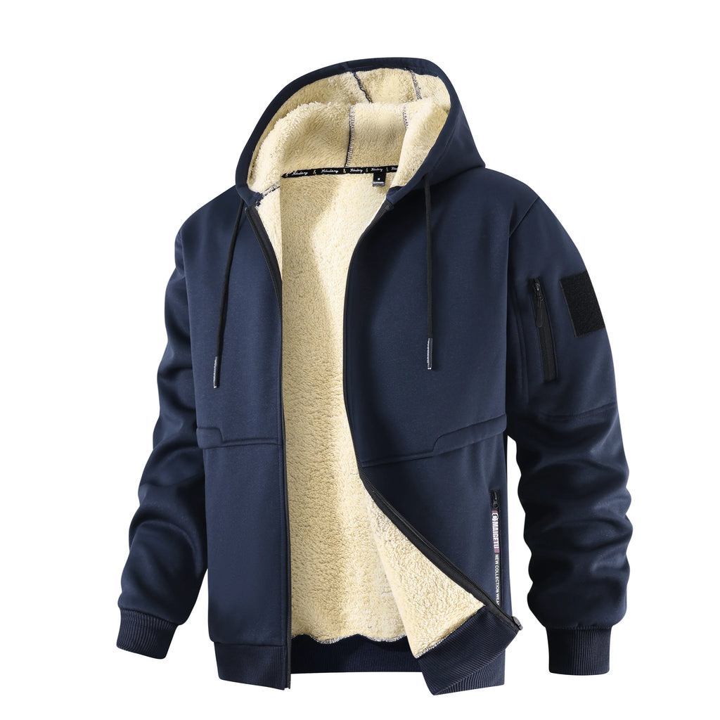 Giacca Uomo in Pile con Cappuccio e Fodera Sherpa – Calore e Comfort Invernale