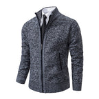 Cardigan Uomo Testurizzato con Zip Integrale e Collo Alto
