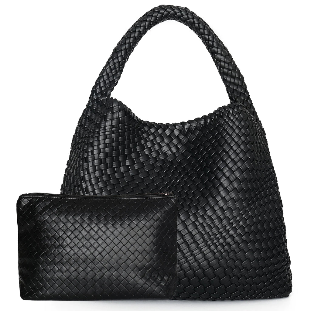 Bolso de mujer trenzado de ecopiel con neceser