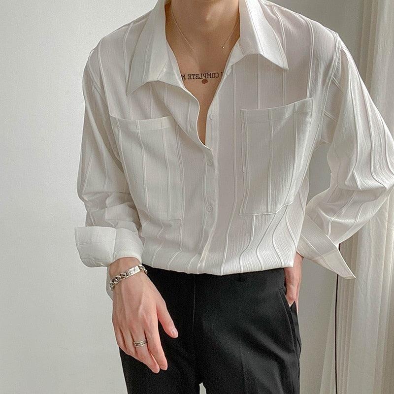 Camicia Casual Uomo con Tasche Applicate
