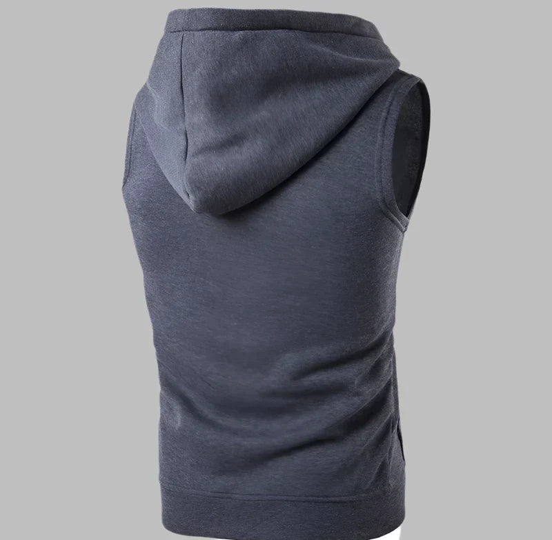 Gilet Uomo con Cappuccio e Zip – Felpa Smanicata Leggera e Casual