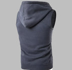 Gilet Uomo con Cappuccio e Zip – Felpa Smanicata Leggera e Casual
