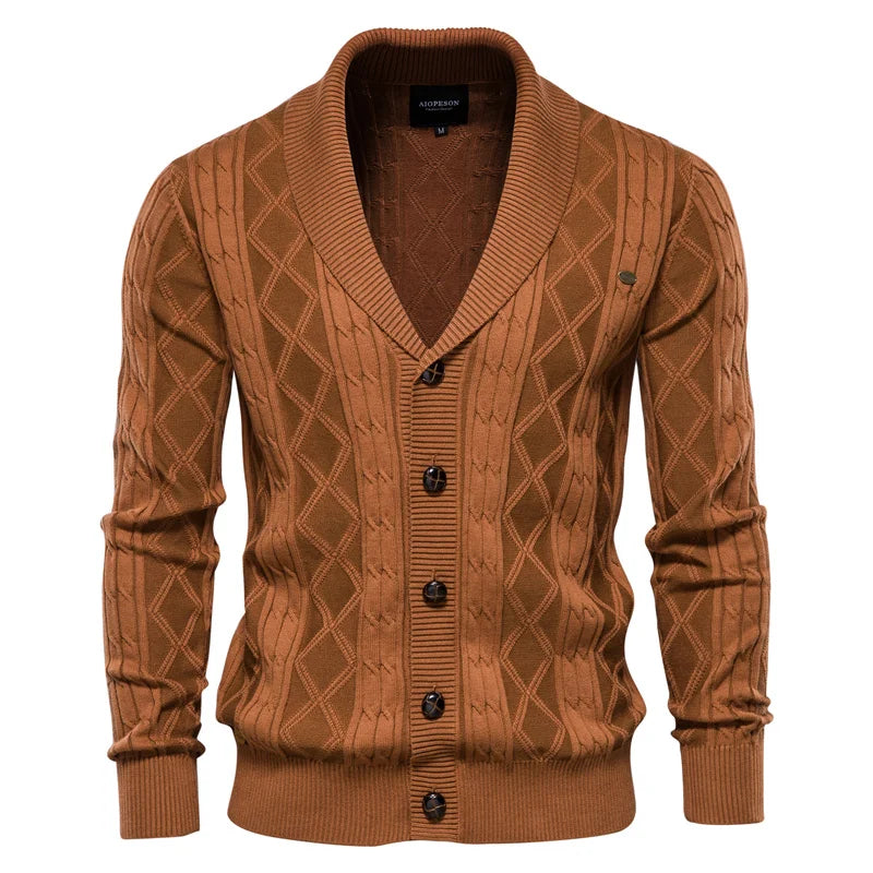 Cardigan homme à col châle - Pull torsadé élégant avec boutons